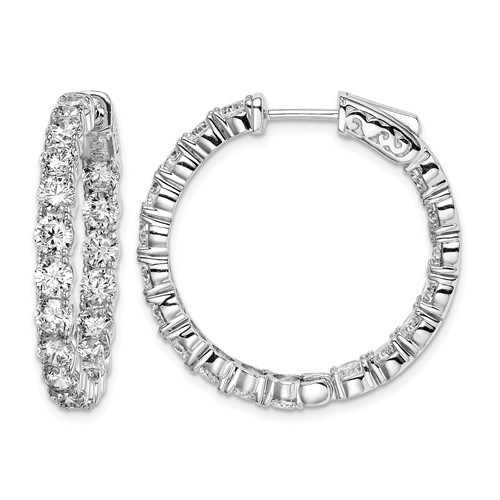 Sterling Shimmer Sterling Silver Rhodium-plated 36 Stone 3.5mm CZ in and Out Round Hinged Hoop Earrings