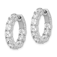 Sterling Shimmer Sterling Silver Rhodium-plated 20 Stone 3.75mm CZ in and Out Round Hinged Hoop Earrings view 2