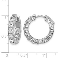 Sterling Shimmer Sterling Silver Rhodium-plated 20 Stone 3.75mm CZ in and Out Round Hinged Hoop Earrings view 4