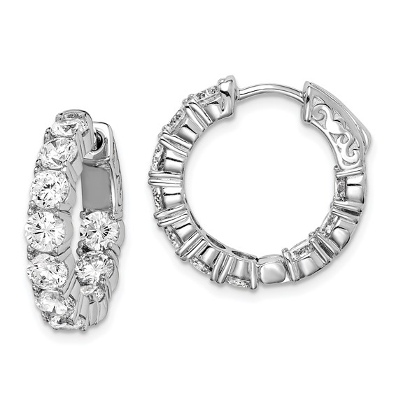 Sterling Silver 3.75mm CZ Hinged Hoops