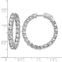 Sterling Shimmer Sterling Silver Rhodium-plated 36 Stone 3.75mm CZ in and Out Round Hinged Hoop Earrings view 4