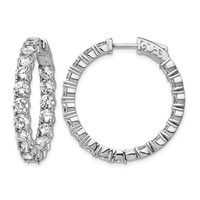 Sterling Shimmer Sterling Silver Rhodium-plated 36 Stone 3.75mm CZ in and Out Round Hinged Hoop Earrings view 1