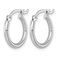Sterling Silver Rhodium-plated 2mm Round Hoop Earrings view 2