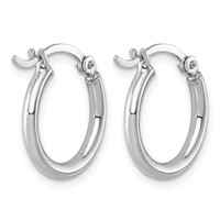 Sterling Silver Rhodium-plated 2mm Round Hoop Earrings view 4