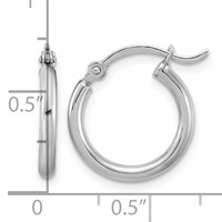 Sterling Silver Rhodium-plated 2mm Round Hoop Earrings view 5