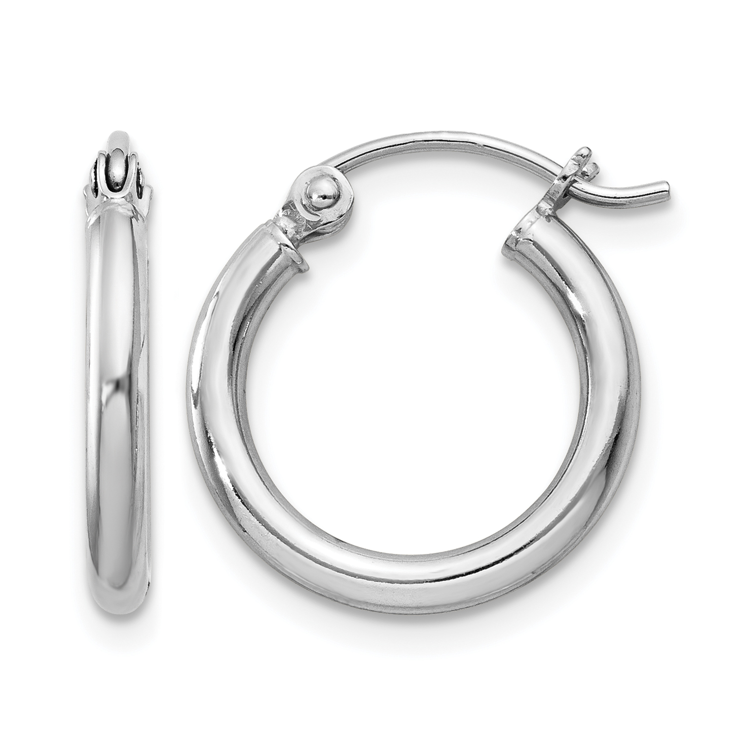 Sterling Silver Rhodium-plated 2mm Round Hoop Earrings (QE797)