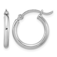 Sterling Silver Rhodium-plated 2mm Round Hoop Earrings view 1