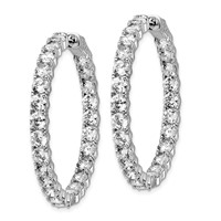 Sterling Shimmer Sterling Silver Rhodium-plated 50 Stone 3.75mm CZ in and Out Round Hinged Hoop Earrings view 2