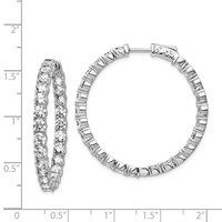 Sterling Shimmer Sterling Silver Rhodium-plated 50 Stone 3.75mm CZ in and Out Round Hinged Hoop Earrings view 4