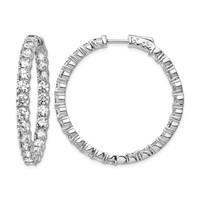 Sterling Shimmer Sterling Silver Rhodium-plated 50 Stone 3.75mm CZ in and Out Round Hinged Hoop Earrings view 1