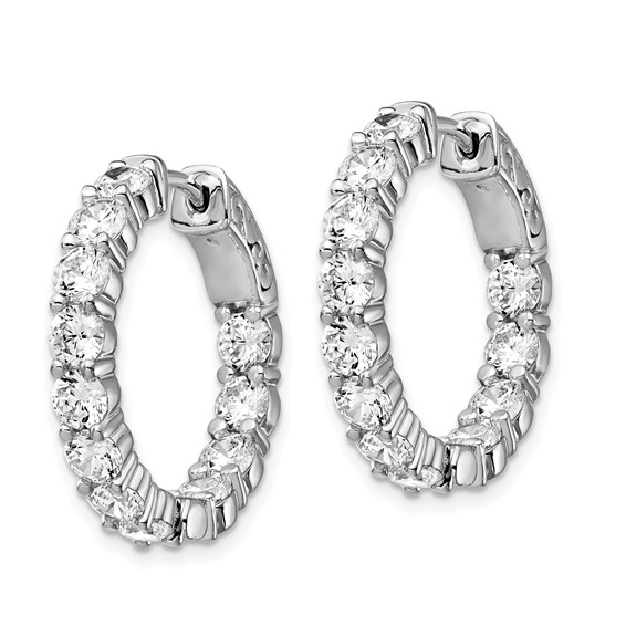 Sterling Silver 3.5mm CZ Oval Hinged Hoops