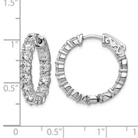 Sterling Shimmer Sterling Silver Rhodium-plated 24 Stone 3.5mm CZ in and Out Round Hinged Hoop Earrings view 4