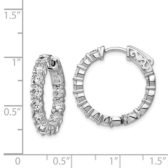 Sterling Silver 3.5mm CZ Oval Hinged Hoops