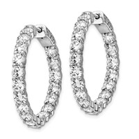 Sterling Shimmer Sterling Silver Rhodium-plated 36 Stone 3.5mm CZ in and Out Round Hinged Hoop Earrings view 2