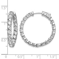 Sterling Shimmer Sterling Silver Rhodium-plated 36 Stone 3.5mm CZ in and Out Round Hinged Hoop Earrings view 4