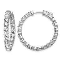 Sterling Shimmer Sterling Silver Rhodium-plated 36 Stone 3.5mm CZ in and Out Round Hinged Hoop Earrings view 1