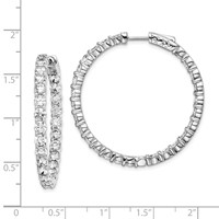 Sterling Shimmer Sterling Silver Rhodium-plated 52 Stone 3.5mm CZ in and Out Round Hinged Hoop Earrings view 4