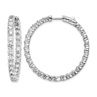 Sterling Shimmer Sterling Silver Rhodium-plated 52 Stone 3.5mm CZ in and Out Round Hinged Hoop Earrings view 1