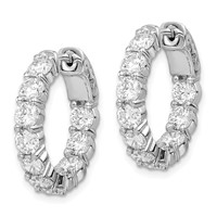 Sterling Shimmer Sterling Silver Rhodium-plated 20 Stone 3.75mm CZ in and Out Round Hinged Hoop Earrings view 2