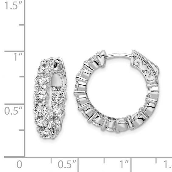 Sterling Silver 3.75mm CZ Hinged Hoops