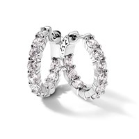 Sterling Shimmer Sterling Silver Rhodium-plated 20 Stone 3.75mm CZ in and Out Round Hinged Hoop Earrings view 5