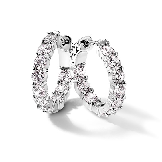 Sterling Silver 3.75mm CZ Hinged Hoops