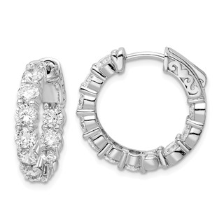 Sterling Silver 3.75mm CZ Hinged Hoops