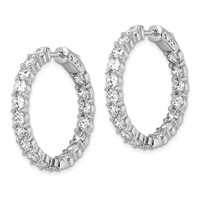 Sterling Shimmer Sterling Silver Rhodium-plated 36 Stone 3.75mm CZ in and Out Round Hinged Hoop Earrings view 2