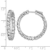 Sterling Shimmer Sterling Silver Rhodium-plated 36 Stone 3.75mm CZ in and Out Round Hinged Hoop Earrings view 4
