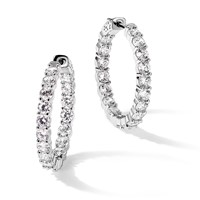 Sterling Shimmer Sterling Silver Rhodium-plated 36 Stone 3.75mm CZ in and Out Round Hinged Hoop Earrings view 5