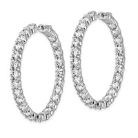 Sterling Shimmer Sterling Silver Rhodium-plated 50 Stone 3.75mm CZ in and Out Round Hinged Hoop Earrings view 2
