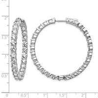 Sterling Shimmer Sterling Silver Rhodium-plated 50 Stone 3.75mm CZ in and Out Round Hinged Hoop Earrings view 4