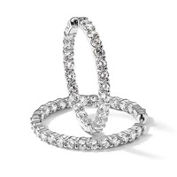 Sterling Shimmer Sterling Silver Rhodium-plated 50 Stone 3.75mm CZ in and Out Round Hinged Hoop Earrings view 5