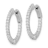 Sterling Shimmer Sterling Silver Rhodium-plated 46 Stone 1.7mm CZ in and Out Round Hinged Hoop Earrings view 2