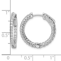 Sterling Shimmer Sterling Silver Rhodium-plated 46 Stone 1.7mm CZ in and Out Round Hinged Hoop Earrings view 4