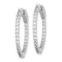 Sterling Shimmer Sterling Silver Rhodium-plated 56 Stone 1.7mm CZ in and Out Round Hinged Hoop Earrings view 2