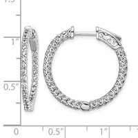 Sterling Shimmer Sterling Silver Rhodium-plated 56 Stone 1.7mm CZ in and Out Round Hinged Hoop Earrings view 4