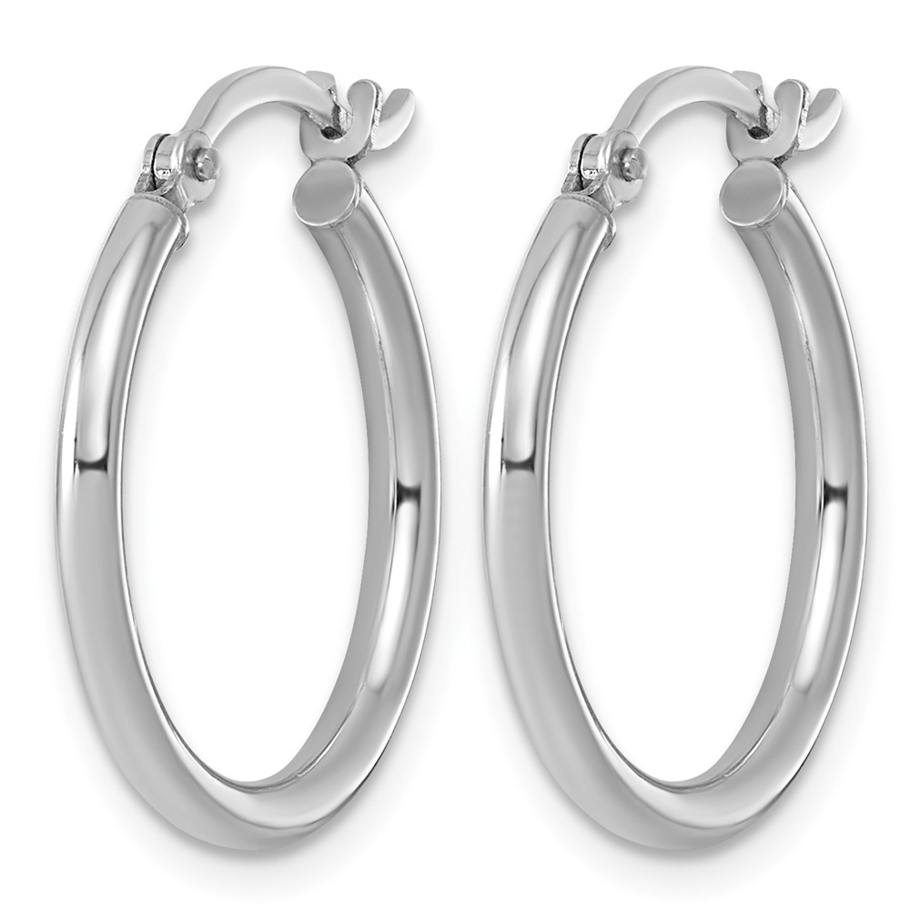 Sterling Silver Rhodium-plated 2mm Round Hoop Earrings (QE798)