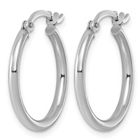 Sterling Silver Rhodium-plated 2mm Round Hoop Earrings view 2