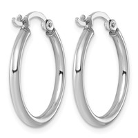 Sterling Silver Rhodium-plated 2mm Round Hoop Earrings view 4