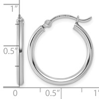 Sterling Silver Rhodium-plated 2mm Round Hoop Earrings view 5
