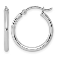 Sterling Silver Rhodium-plated 2mm Round Hoop Earrings view 1