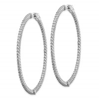 Sterling Shimmer Sterling Silver Rhodium-plated 146 Stone 1.7mm CZ in and Out Round Hinged Hoop Earrings view 2