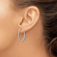 Sterling Shimmer Sterling Silver Rhodium-plated 64 Stone 2mm CZ in and Out Round Hinged Hoop Earrings view 3