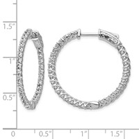Sterling Shimmer Sterling Silver Rhodium-plated 64 Stone 2mm CZ in and Out Round Hinged Hoop Earrings view 4