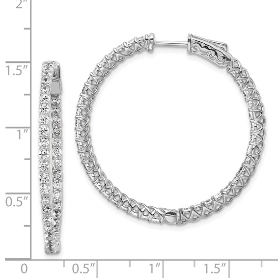 Sterling Silver CZ 2mm Hinged Hoops