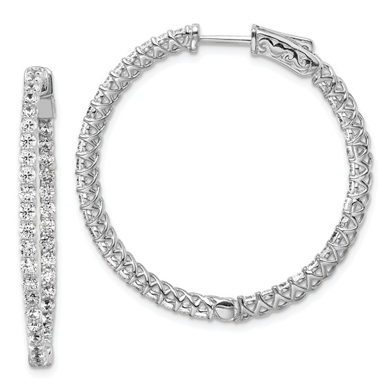 Sterling Silver CZ 2mm Hinged Hoops