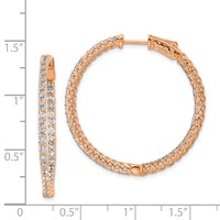 Sterling Shimmer Sterling Silver Rose-tone Flash Rose Gold-plated 78 Stone 2mm CZ in and Out Round Hinged Hoop Earrings view 4
