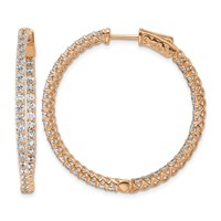 Sterling Shimmer Sterling Silver Rose-tone Flash Rose Gold-plated 78 Stone 2mm CZ in and Out Round Hinged Hoop Earrings view 1
