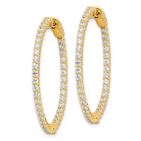 Sterling Shimmer Sterling Silver Gold-tone Flash Gold-plated 78 Stone 2mm CZ in and Out Round Hinged Hoop Earrings view 2
